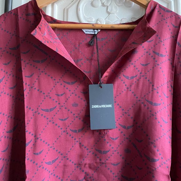 NWT Zadig Burgundy Short Kaftan - Picture 2 of 11